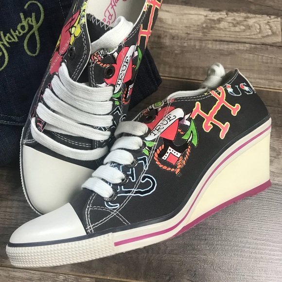 Ed Hardy Shoes - New Ed Hardy Wedge Sneakers 7